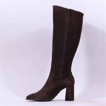 Wonders Aurora High Block Heel Knee High - Brown Suede